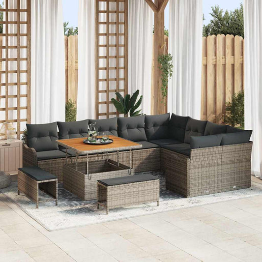 vidaXL Σετ Καναπέ Κήπου με μαξιλάρι 12 pcs Γκρι συνθετικό ρατάν