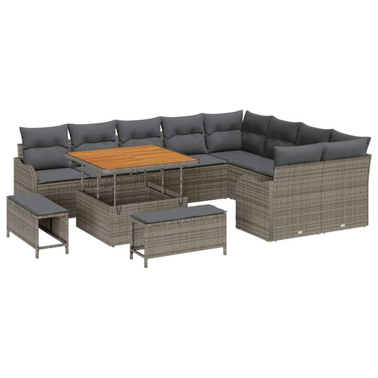 vidaXL Σετ Καναπέ Κήπου με μαξιλάρι 12 pcs Γκρι συνθετικό ρατάν