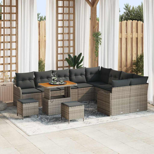 vidaXL Σετ Καναπέ Κήπου με μαξιλάρι 12 pcs Γκρι συνθετικό ρατάν