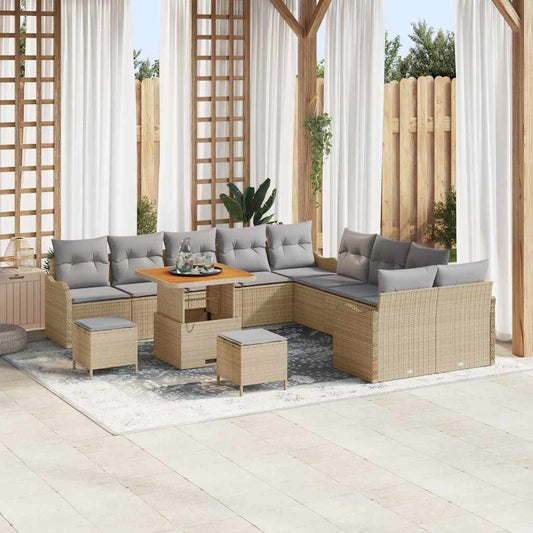 vidaXL Σετ Καναπέ Κήπου 13 pcs Μπεζ συνθετικό ρατάν