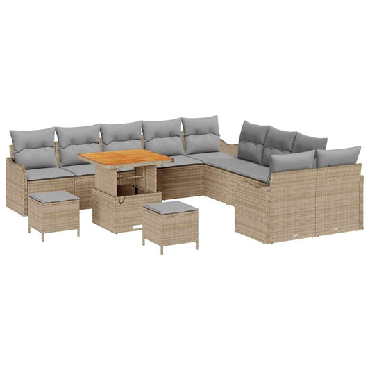 vidaXL Σετ Καναπέ Κήπου 13 pcs Μπεζ συνθετικό ρατάν