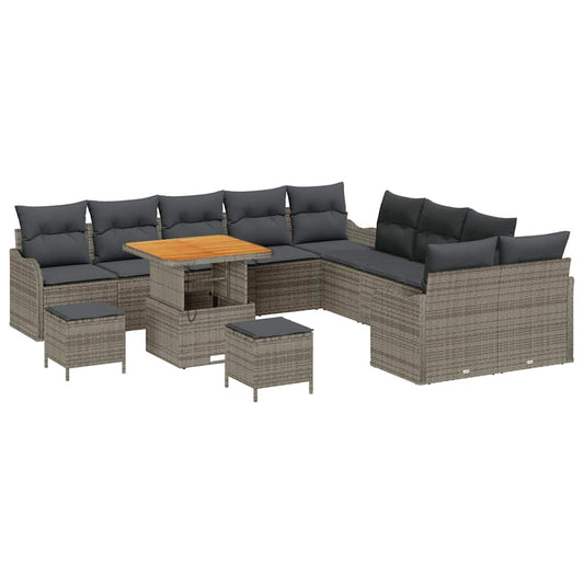 vidaXL Σετ Καναπέ Κήπου με μαξιλάρι 13 pcs Γκρι συνθετικό ρατάν