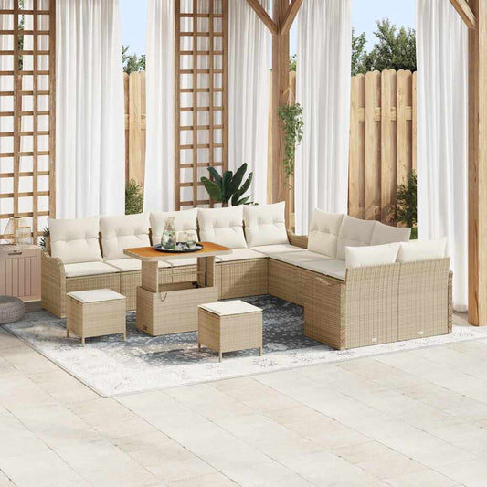 vidaXL Σετ Καναπέ Κήπου 13 pcs Μπεζ συνθετικό ρατάν