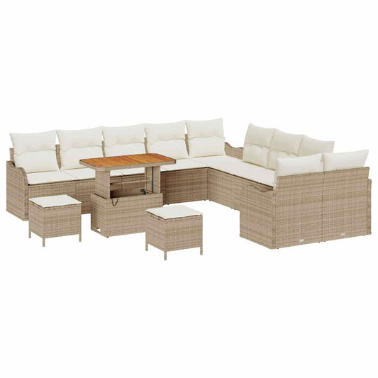 vidaXL Σετ Καναπέ Κήπου 13 pcs Μπεζ συνθετικό ρατάν