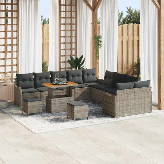 vidaXL Σετ Καναπέ Κήπου με μαξιλάρι 13 pcs Γκρι συνθετικό ρατάν