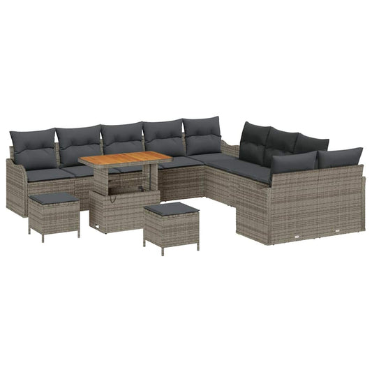vidaXL Σετ Καναπέ Κήπου με μαξιλάρι 13 pcs Γκρι συνθετικό ρατάν