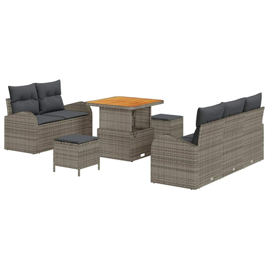 vidaXL Σετ Καναπέ Κήπου με μαξιλάρι 8 pcs Γκρι συνθετικό ρατάν