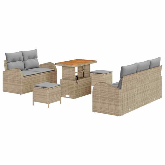 vidaXL Σετ Καναπέ Κήπου με μαξιλάρι 8 pcs Μπεζ συνθετικό ρατάν