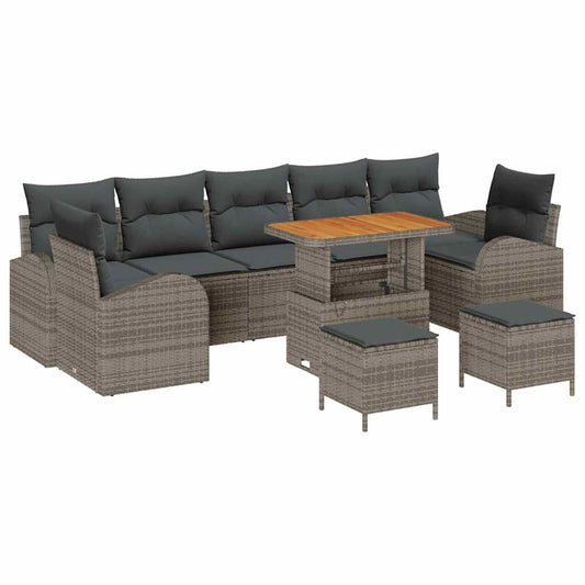 vidaXL Σετ Καναπέ Κήπου με μαξιλάρι 10 pcs Γκρι συνθετικό ρατάν