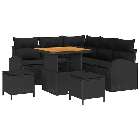 vidaXL Σετ Καναπέ Κήπου με μαξιλάρι 8 pcs Μαύρο συνθετικό ρατάν