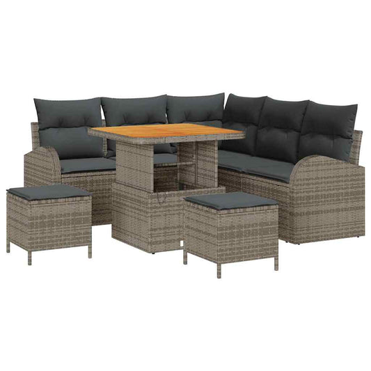 vidaXL Σετ Καναπέ Κήπου με μαξιλάρι 8 pcs Γκρι συνθετικό ρατάν