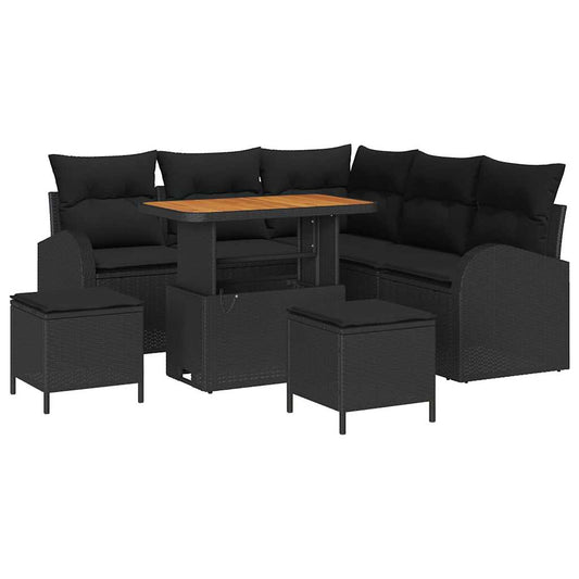 vidaXL Σετ Καναπέ Κήπου με μαξιλάρι 8 pcs Μαύρο συνθετικό ρατάν