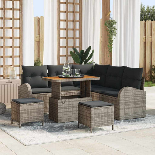 vidaXL Σετ Καναπέ Κήπου με μαξιλάρι 8 pcs Γκρι συνθετικό ρατάν