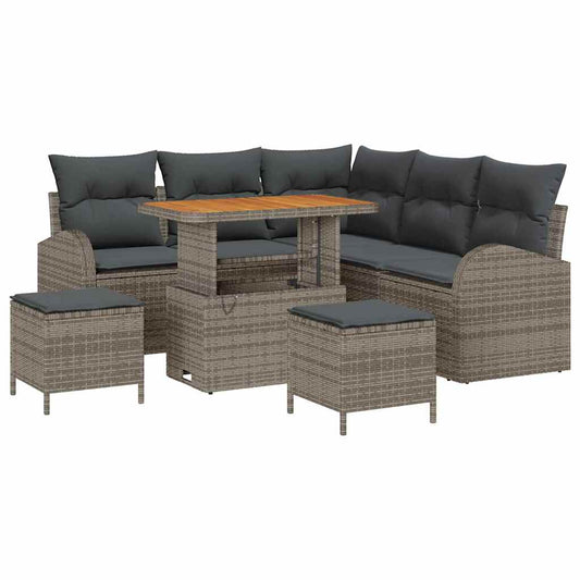 vidaXL Σετ Καναπέ Κήπου με μαξιλάρι 8 pcs Γκρι συνθετικό ρατάν