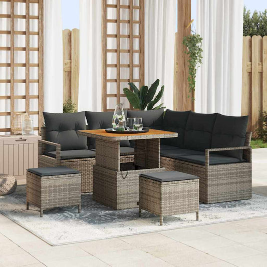 vidaXL Σετ Καναπέ Κήπου με μαξιλάρι 8 pcs Γκρι συνθετικό ρατάν