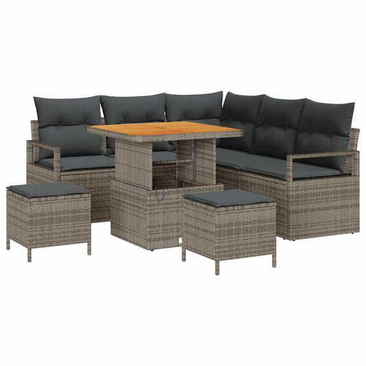 vidaXL Σετ Καναπέ Κήπου με μαξιλάρι 8 pcs Γκρι συνθετικό ρατάν