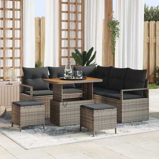 vidaXL Σετ Καναπέ Κήπου με μαξιλάρι 8 pcs Γκρι συνθετικό ρατάν
