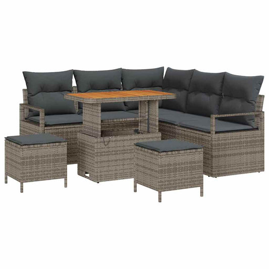 vidaXL Σετ Καναπέ Κήπου με μαξιλάρι 8 pcs Γκρι συνθετικό ρατάν