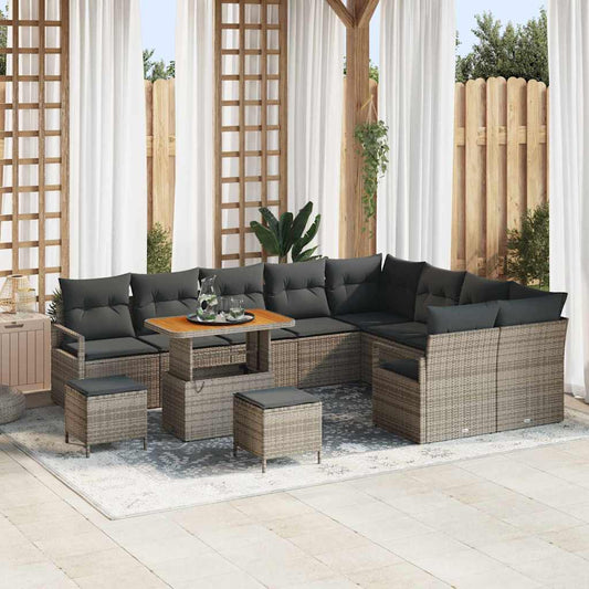 vidaXL Σετ Καναπέ Κήπου με μαξιλάρι 12 pcs Γκρι συνθετικό ρατάν