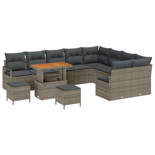 vidaXL Σετ Καναπέ Κήπου με μαξιλάρι 12 pcs Γκρι συνθετικό ρατάν