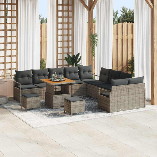 vidaXL Σετ Καναπέ Κήπου με μαξιλάρι 13 pcs Γκρι συνθετικό ρατάν