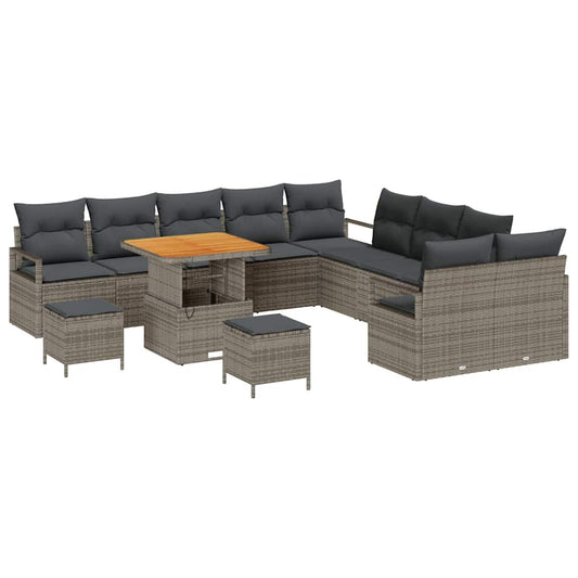 vidaXL Σετ Καναπέ Κήπου με μαξιλάρι 13 pcs Γκρι συνθετικό ρατάν