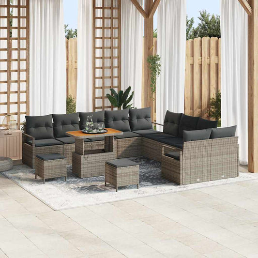 vidaXL Σετ Καναπέ Κήπου με μαξιλάρι 13 pcs Γκρι συνθετικό ρατάν