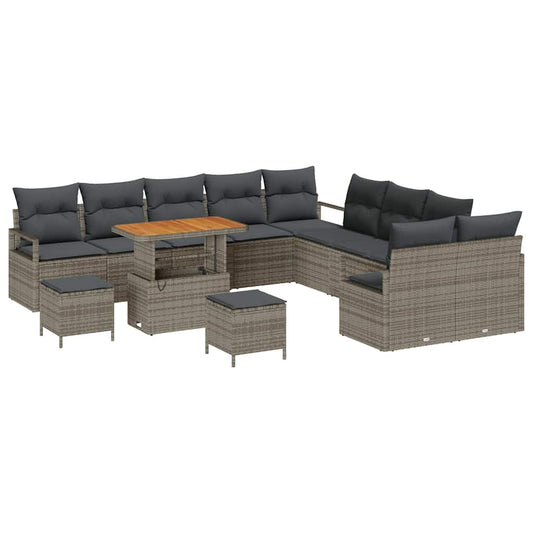 vidaXL Σετ Καναπέ Κήπου με μαξιλάρι 13 pcs Γκρι συνθετικό ρατάν