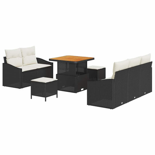 vidaXL Σετ Καναπέ Κήπου με μαξιλάρι 8 pcs Μαύρο συνθετικό ρατάν