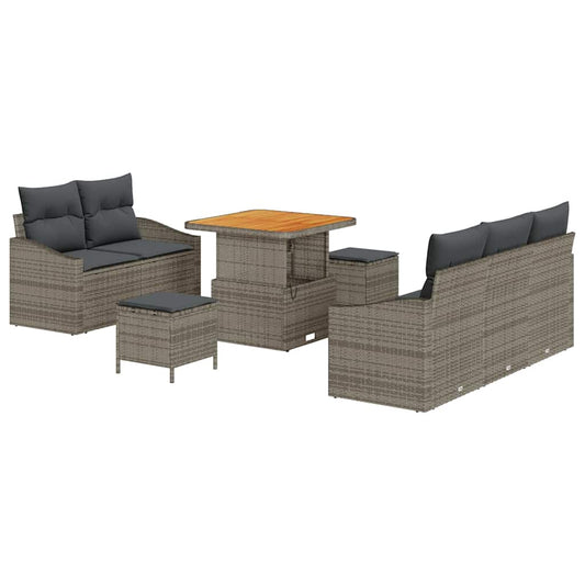 vidaXL Σετ Καναπέ Κήπου με μαξιλάρι 8 pcs Γκρι συνθετικό ρατάν