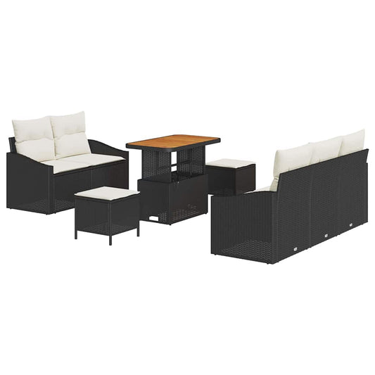 vidaXL Σετ Καναπέ Κήπου με μαξιλάρι 8 pcs Μαύρο συνθετικό ρατάν