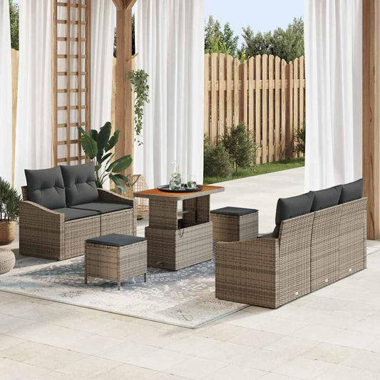 vidaXL Σετ Καναπέ Κήπου με μαξιλάρι 8 pcs Γκρι συνθετικό ρατάν