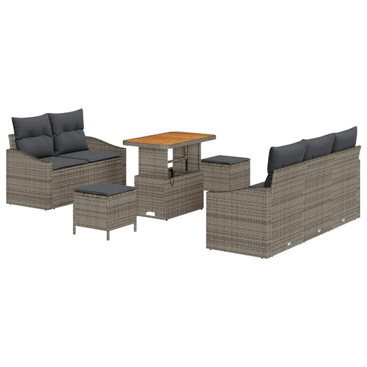 vidaXL Σετ Καναπέ Κήπου με μαξιλάρι 8 pcs Γκρι συνθετικό ρατάν