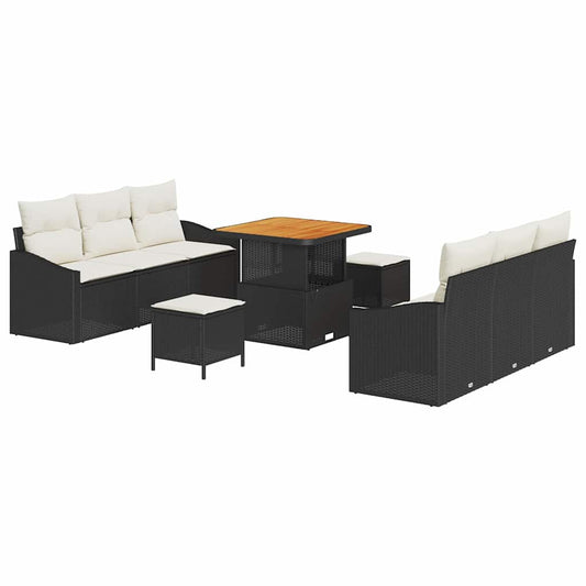 vidaXL Σετ Καναπέ Κήπου με μαξιλάρι 9 pcs Μαύρο συνθετικό ρατάν