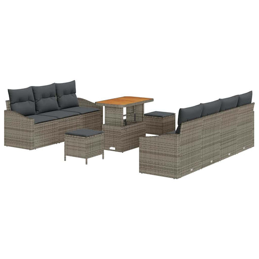 vidaXL Σετ Καναπέ Κήπου με μαξιλάρι 10 pcs Γκρι συνθετικό ρατάν