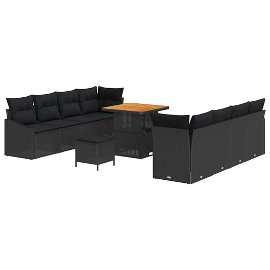 vidaXL Σετ Καναπέ Κήπου με μαξιλάρι 11 pcs Μαύρο συνθετικό ρατάν