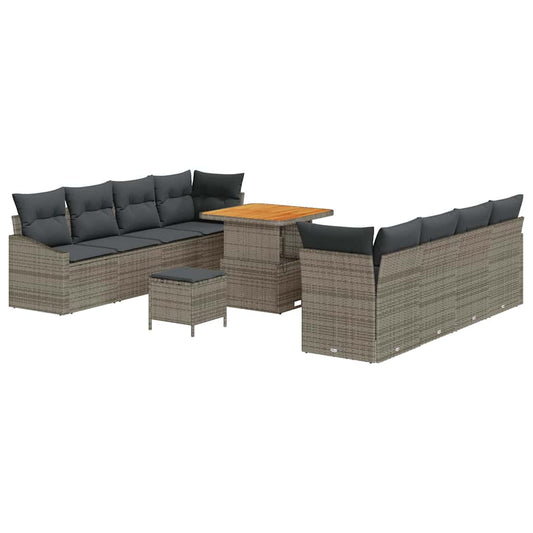 vidaXL Σετ Καναπέ Κήπου με μαξιλάρι 11 pcs Γκρι συνθετικό ρατάν