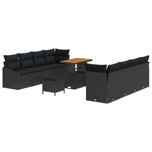 vidaXL Σετ Καναπέ Κήπου με μαξιλάρι 11 pcs Μαύρο συνθετικό ρατάν