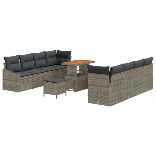 vidaXL Σετ Καναπέ Κήπου με μαξιλάρι 11 pcs Γκρι συνθετικό ρατάν