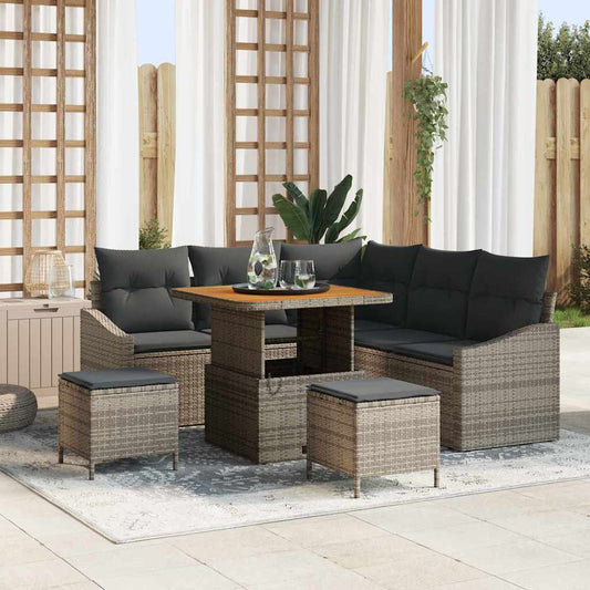 vidaXL Σετ Καναπέ Κήπου με μαξιλάρι 8 pcs Γκρι συνθετικό ρατάν