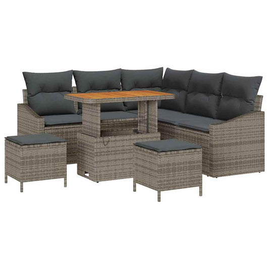 vidaXL Σετ Καναπέ Κήπου με μαξιλάρι 8 pcs Γκρι συνθετικό ρατάν