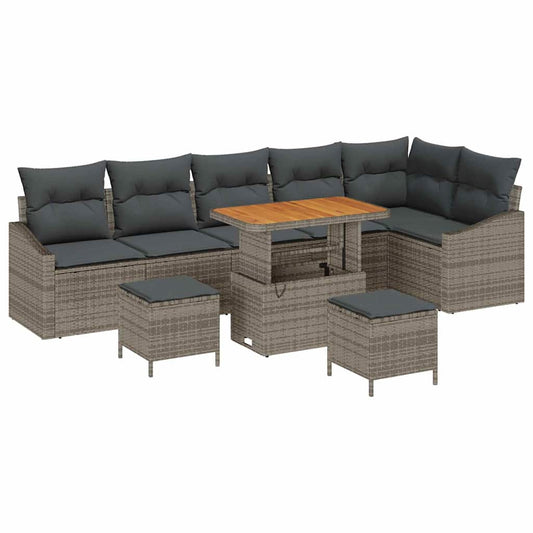 vidaXL Σετ Καναπέ Κήπου με μαξιλάρι 9 pcs Γκρι συνθετικό ρατάν