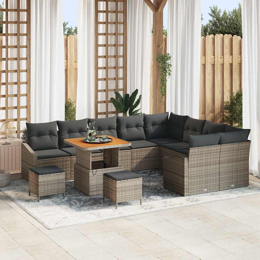 vidaXL Σετ Καναπέ Κήπου με μαξιλάρι 12 pcs Γκρι συνθετικό ρατάν