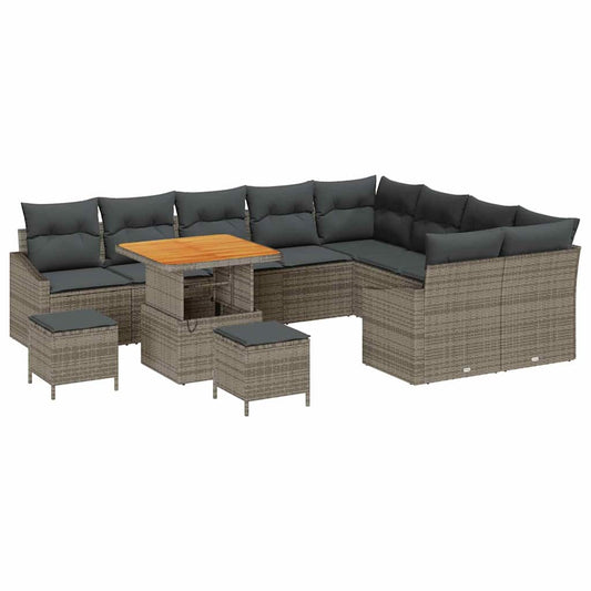 vidaXL Σετ Καναπέ Κήπου με μαξιλάρι 12 pcs Γκρι συνθετικό ρατάν