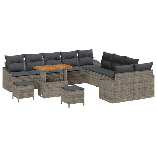 vidaXL Σετ Καναπέ Κήπου με μαξιλάρι 13 pcs Γκρι συνθετικό ρατάν