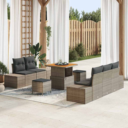 vidaXL Σετ Καναπέ Κήπου με μαξιλάρι 8 pcs Γκρι συνθετικό ρατάν