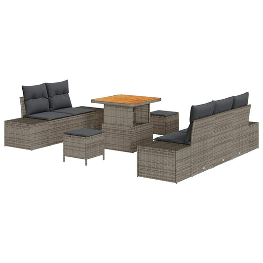 vidaXL Σετ Καναπέ Κήπου με μαξιλάρι 8 pcs Γκρι συνθετικό ρατάν