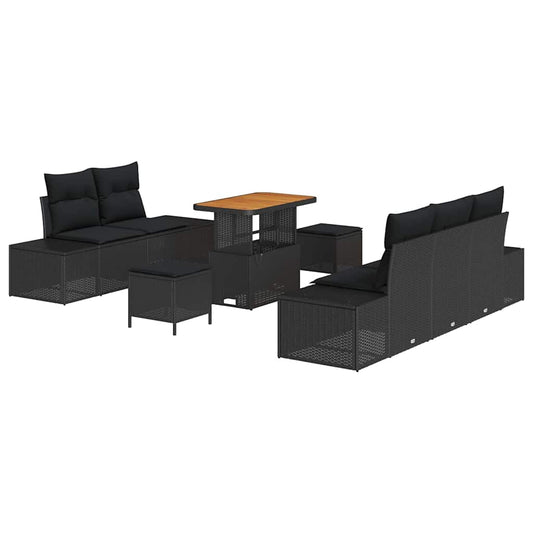 vidaXL Σετ Καναπέ Κήπου με μαξιλάρι 8 pcs Μαύρο συνθετικό ρατάν