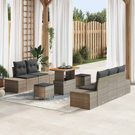 vidaXL Σετ Καναπέ Κήπου με μαξιλάρι 8 pcs Γκρι συνθετικό ρατάν
