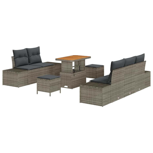 vidaXL Σετ Καναπέ Κήπου με μαξιλάρι 8 pcs Γκρι συνθετικό ρατάν